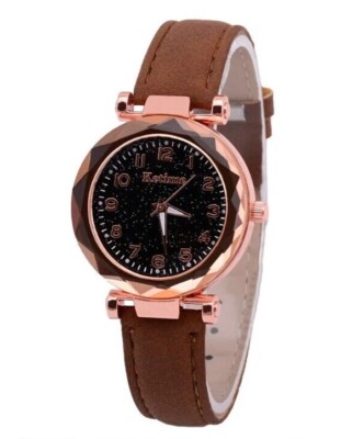 Luxury Ladies Watch Brown Strap Leather Belt Watch Fashion