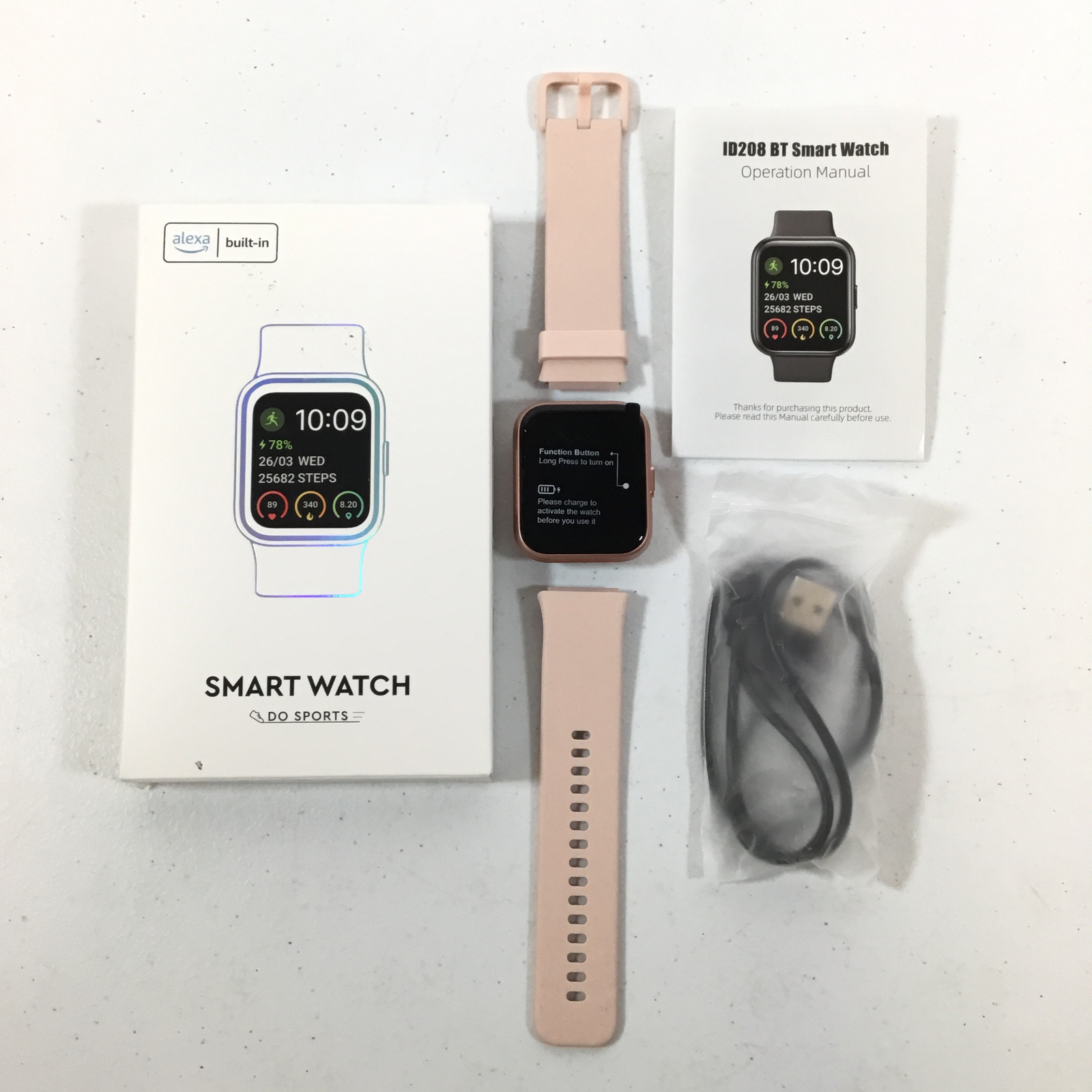 Aeac ID208 Rose Gold Beige Bluetooth Heart Rate Monitor GPS BT Smart