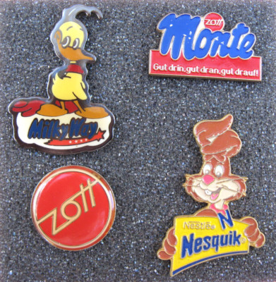 4 x PIN  Nesquik + ZOTT Monte + Milky Way  Anstecker