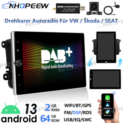 Drehbarer 10,4'' CarPlay DAB+ Android Autoradio Für VW Golf 5 6 T5 Passat Touran