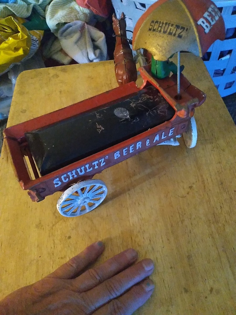 Vintage Schultz Beer & Ale Cast Iron Horse and Wagon | eBay