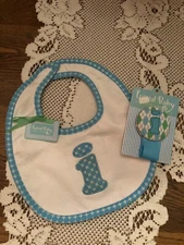 Mud Pie Baby Boy Blue Initial i Bib & Pacifier Clip