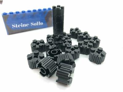 Lego (c) 20x Rundstein - Riffel geriffelt -Basic 2x2 - 92947 - schwarz - black