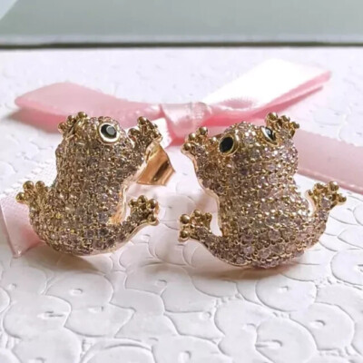 2Ct Round Lab Created Diamond Frog Push Back Stud Earring 14K Rose Gold Plated