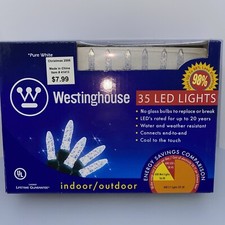 Westinghouse 35 Led Holiday Christmas Lights, Pure White, Rated For 20 Years