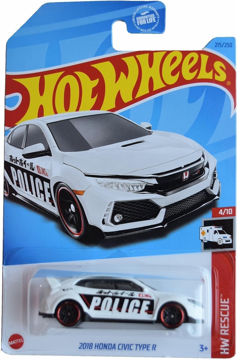 Hot Wheels - 2023 HW Rescue 4/10 2018 Honda Civic Type R 215/250 (BBHKJ21)