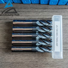 5Pc 4-Flute 1/2" x 1" x 3" Solid Carbide End Mills TiALN Coated CNC Bit - HRC55