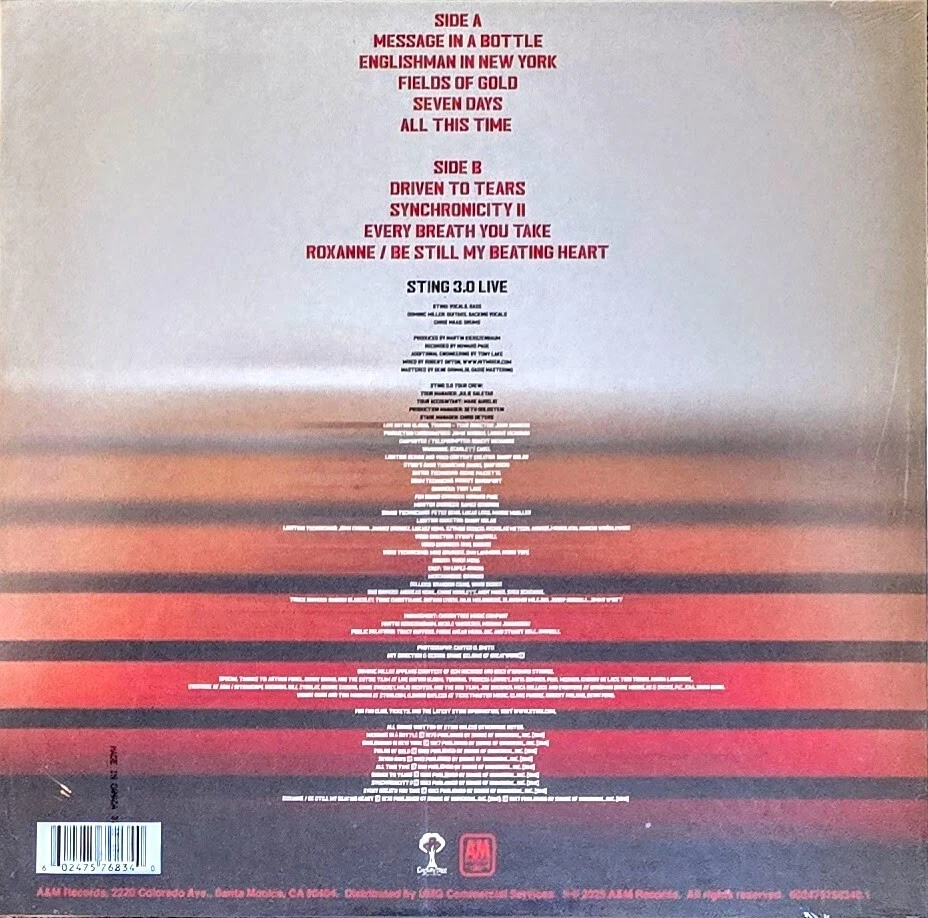 STING 3.0 LIVE- 180-GRAM VINYL LP " NEW, SEALED " - Image 2 of 2