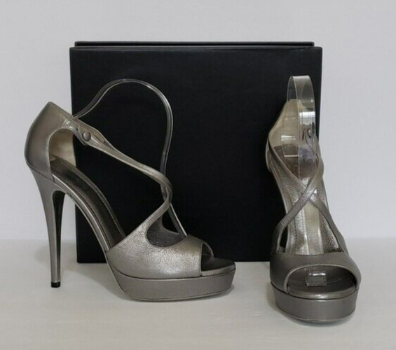 SAINT LAURENT Nuovissimi sandali YSL cinturino a croce tacchi alti taglia 40 1 2