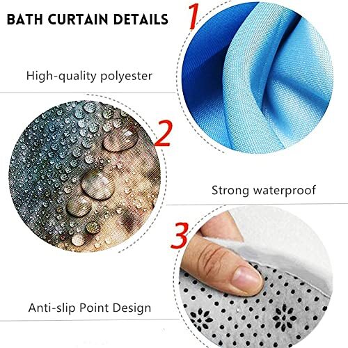 4 Pcs and Black Striped Shower Curtain Set Grey and White Bathroom Sets Blue - Picture 8 of 8