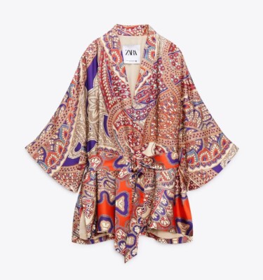 NEW ZARA AW22 PRINTED KIMONO WITH BELT 7806/273 KIMONO ESTAMPADO
