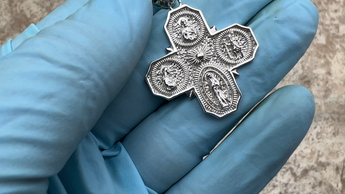 Solid 925 Sterling Silver 4-Way Cross Miraculous Medal Medalla