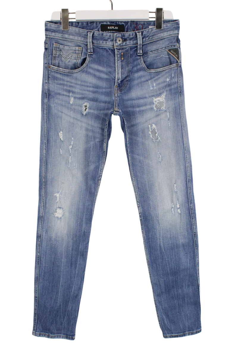 ⭐︎ REPLAY Anbass M914 Jeans Men's W30/L32 Slim Fit Ripped Distressed