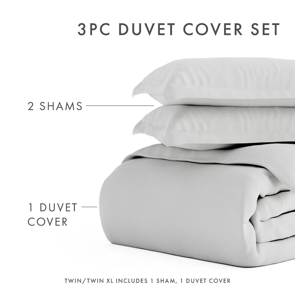 3 PC Cozy Double Brushed Microfiber Bedding Duvet Cover with Pillow Shams - Image 3 of 4
