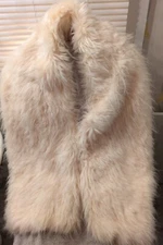 Faux Ivory/Cream Fur Loophole Scarf Wrap Shawl Long Shaggy Soft Lined 11"x 64"