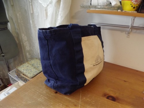 vtg Bag Works CANVAS COTTON XL reusable TOTE Annapolis Quilt Guild navy blue - Picture 3 of 11