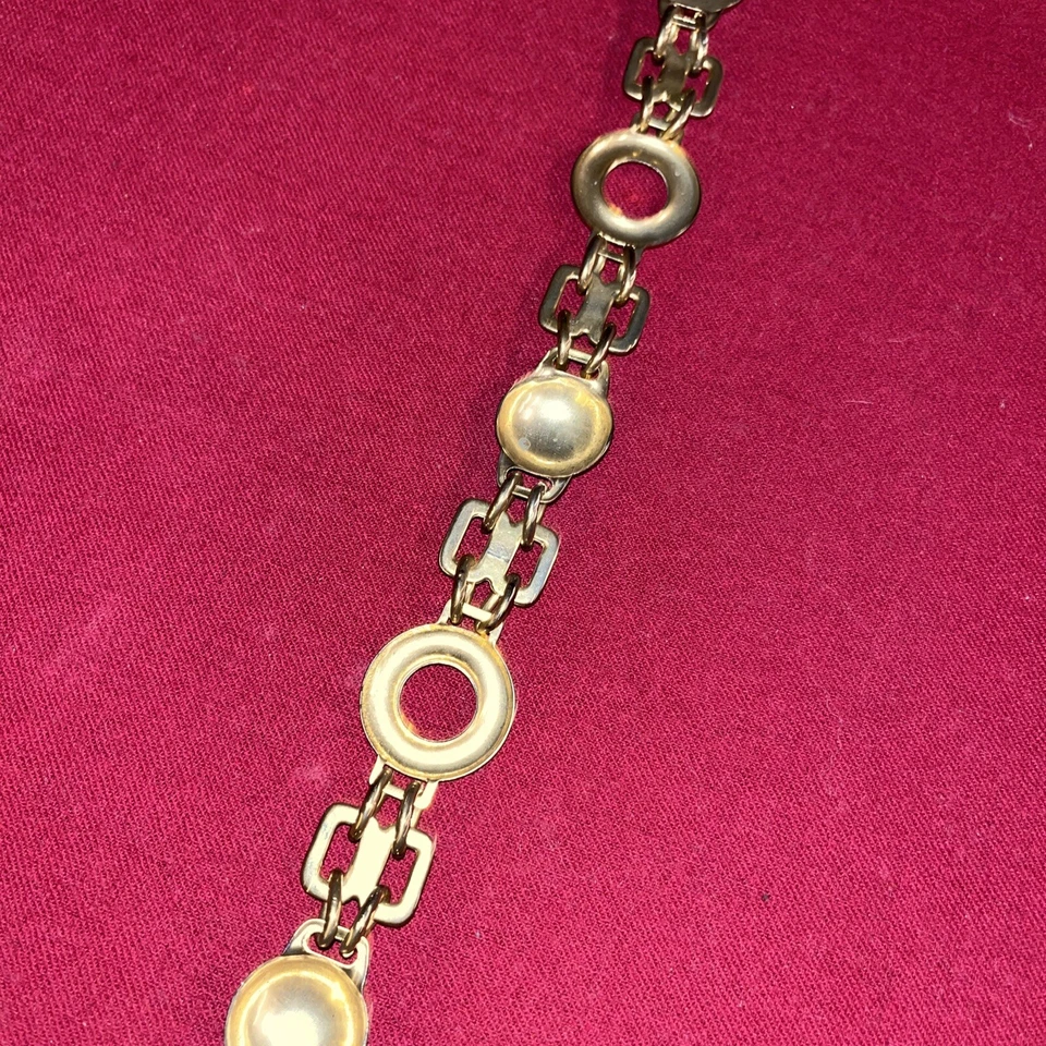 "CINTURÓN DE ESLABONES DE CADENA GEOMÉTRICO DORADO 41"" Largo Vintage Gitano Moda Cierre de langosta Mod" Foto 4 de 4