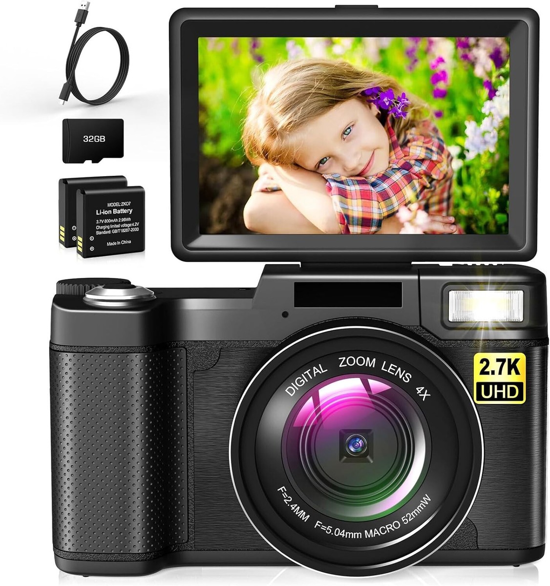 New Digital Camera 30 MP Vlogging Cam Recorder Flash FHD