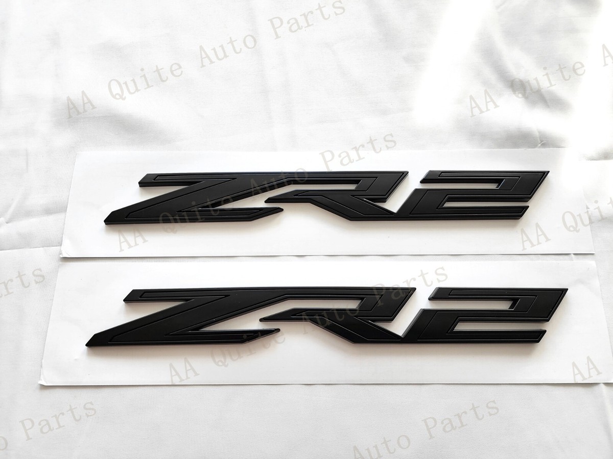 2PCS Matte Black Fender ZR2 Emblem Badge Fit For 2022-2026 Chevy