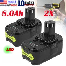 2x 8.0Ah For RYOBI P108 18V High Capacity Battery 18 Volt Lithium-Ion RB18l50 US