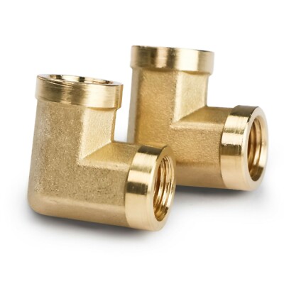 U.S. Solid 2pcs Brass Barstock Street Elbow Pipe Fitting, FNPT 1/8'' x FNPT 1/8''