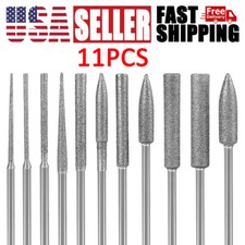 For Dremel Rotary Tools 11Pcs 1/8" Diamond Burr Bit Set Cutting Carving Grinding