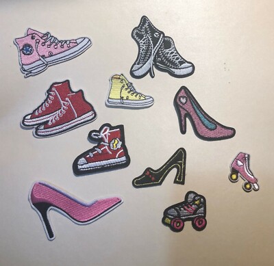 High Tops, Heels and Roller Skates Embroidered Iron On Patch Embellishments 