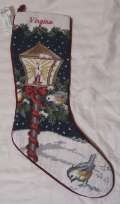 ビンテージ　NOEL ランプ　デットストック NWT Vintage Land's End wool needlepoint Christmas stockings, many