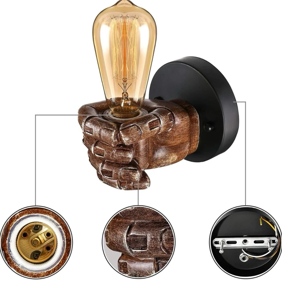 Retro Fist Wall light LED Bar Restaurant Shop Wall Lamp Decoration Fixture - Image 2 of 4