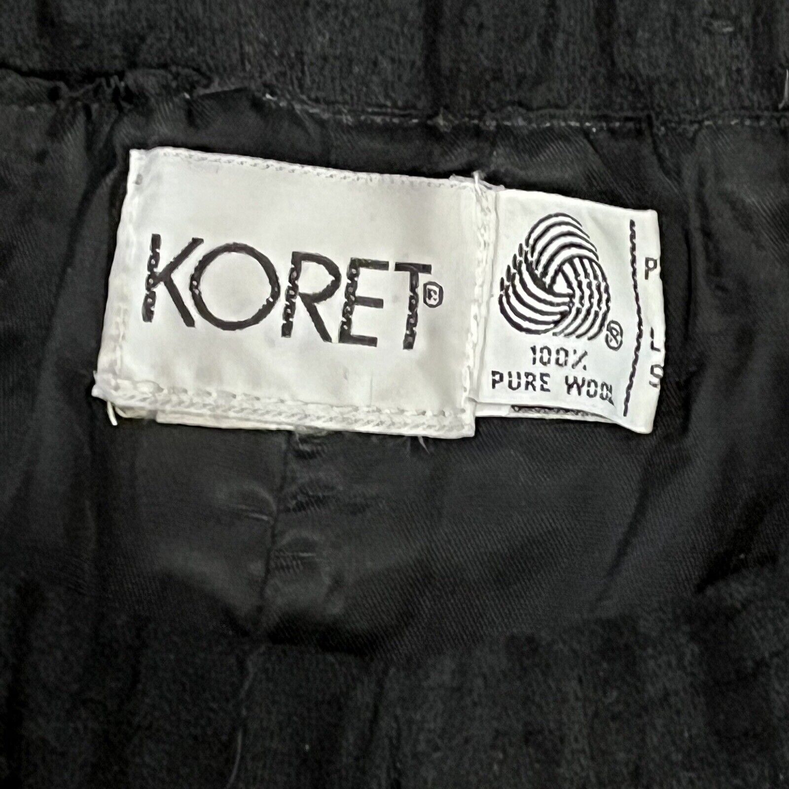 Vtg KORET Black Pure WOOL Straight Leg Pants Line… - image 3