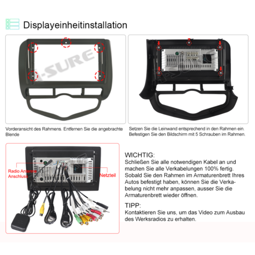 32G Apple Carplay Android 13 Autoradio Navi für Honda Jazz Fit mit Automatic A/C - Bild 10 von 11