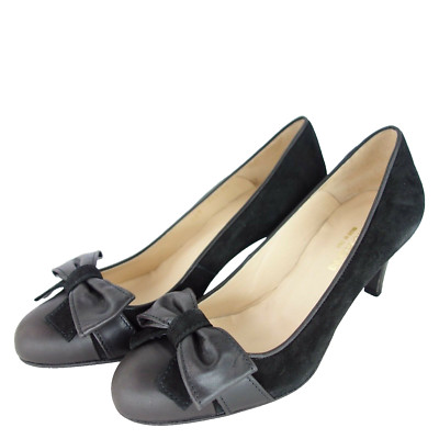 Alberto Bodoni pumps black 36 women's shoes elegant leather suede round New