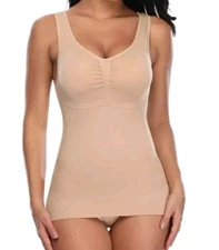 Shapewear Camisole with Tummy Control Body Shaper Padded Tank Tops Large Beige