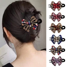 Colorful Rhinestone Hairpin Bow Duckbill Hair Claws Barrettes Hair Clips Gift