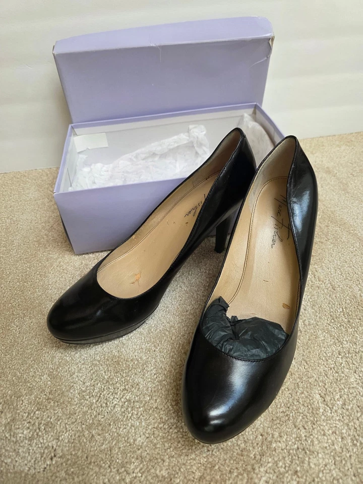 Vestido de salón Marc Fisher 'Sydney' de cuero negro - talla 10M Foto 3 de 4