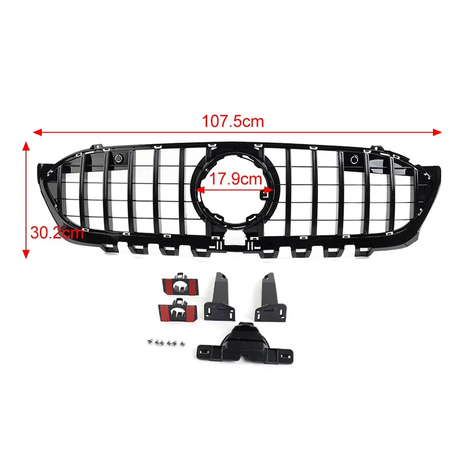 GTR Style Front Bumper Hood Radiator Grille For Benz A Class 2019-2023 - Image 3 of 4
