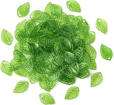 100 Pcs Transparent Acrylic Plant Tree Leaf Charms Plastic Green