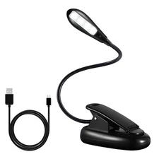LED Reading Book Light Clip-On Flexible USB Rechargeable Bed Travel Desk Laptop