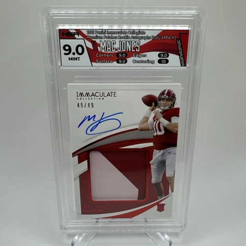 Mac Jones 2021 Panini Immaculate #PPA-MJ Rookie Patch Auto Ruby #49/49 HGA 9
