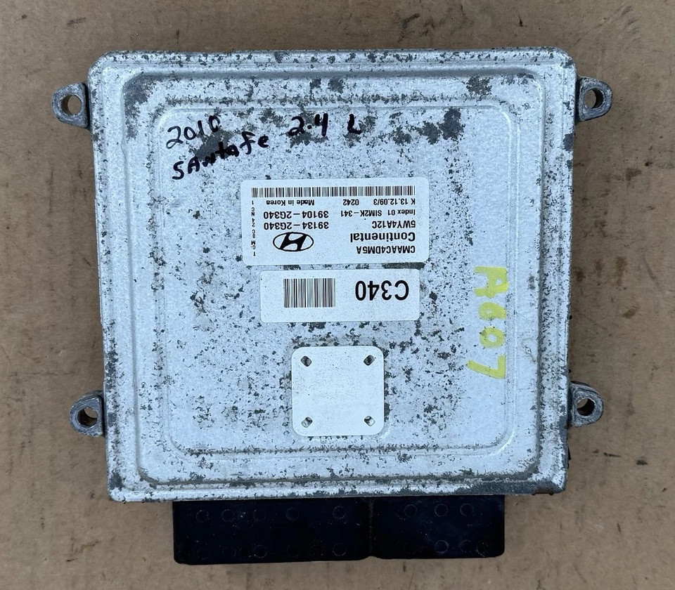 Unidade de controle de motor 2010-2012 Hyundai Santa Fe 2.4L AT 39134-2G340 módulo A007 - Imagem 2 de 4