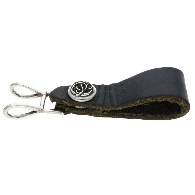 Chrome Hearts BELT LOOP Floral Ball Button Leather Belt Loop Black
