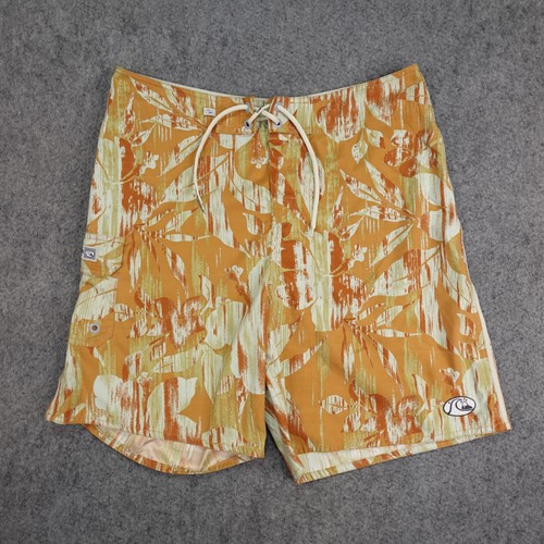 Quiksilver, Quiksilver Shorts Mens 34 Orange Floral Swim Trunks Lined Surfwear Edition VTG