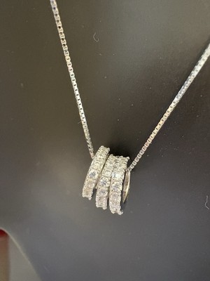  Bella Luce 925 Three Ring Cz Necklace With 18  925 Chain NWT 