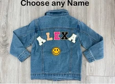 Personalized Custom kids Boys Girls Denim Blue Jacket Coat With Iron On name