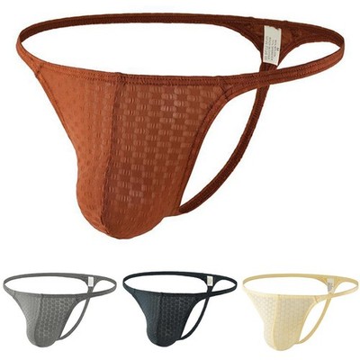 Herren Karo-Mesh-Tangas Unterwäsche mit niedriger Einstiegslage weicher Stoff T-Rücken G-String-Stil
