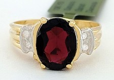 GENUINE 2.25 Cts GARNET & DIAMOND RING 10K GOLD - Free Certificate Appraisal