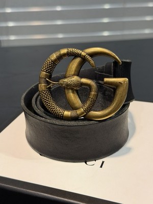 GUCCI ベルト 90・36 ブラック ゴールド 036.14.0982 Gucci Black Leather Double G Snake Buckle Belt 90/36 100