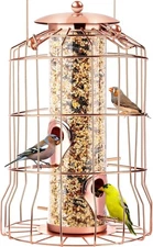 Squirrel Proof Bird Feeders for Outdoors Hanging (Rose) Metal Bird Feeder Squirr