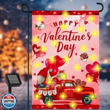 Ganeen Valentines Day Garden Flag with LED Lights 12 x 18 Inch Do