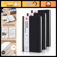 3-Pack A5 Spiral Bound Journals, 160 Pages, College Ruled Notebooks for Work  S